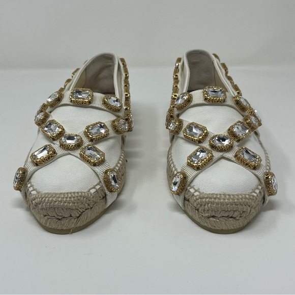 NWT GUCCI CANVAS CRYSTAL EMBELLISHED ESPADRILLES SIZE EU 40 US 10 - Picture 7 of 14